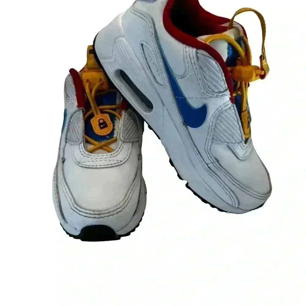 Nike Air Max 90 Toggle Slip On Kids Unisex White Yellow Blue Size 5C